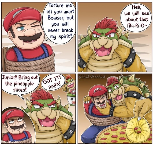 Pineapple slice on pizza | image tagged in pineapple,pizza,mario,bowser,comics,comics/cartoons | made w/ Imgflip meme maker