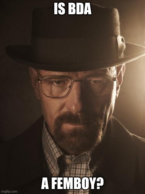 Walter White | IS BDA; A FEMBOY? | image tagged in walter white | made w/ Imgflip meme maker