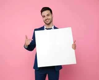 Man holding sign Blank Meme Template