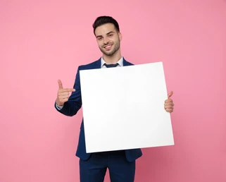 High Quality Man holding sign Blank Meme Template