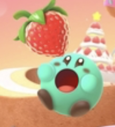 Mint Kirby Eating Strawberry Blank Meme Template