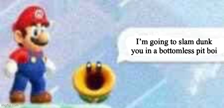 Mario talking flower | I’m going to slam dunk you in a bottomless pit boi | image tagged in mario talking flower | made w/ Imgflip meme maker