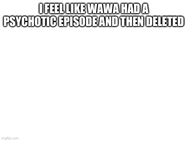 I FEEL LIKE WAWA HAD A PSYCHOTIC EPISODE AND THEN DELETED | made w/ Imgflip meme maker