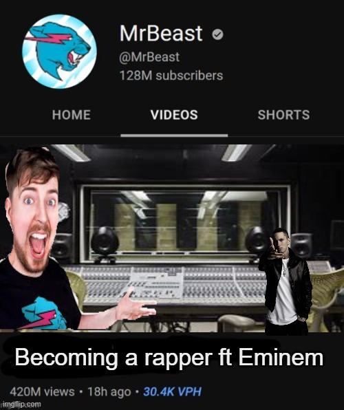 eminem & mrbeast | Becoming a rapper ft Eminem | image tagged in mrbeast thumbnail template | made w/ Imgflip meme maker