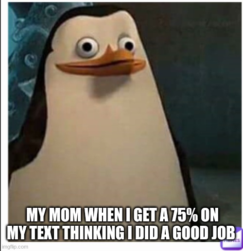 when u think u did a good job at a test | MY MOM WHEN I GET A 75% ON MY TEXT THINKING I DID A GOOD JOB | image tagged in funny memes | made w/ Imgflip meme maker