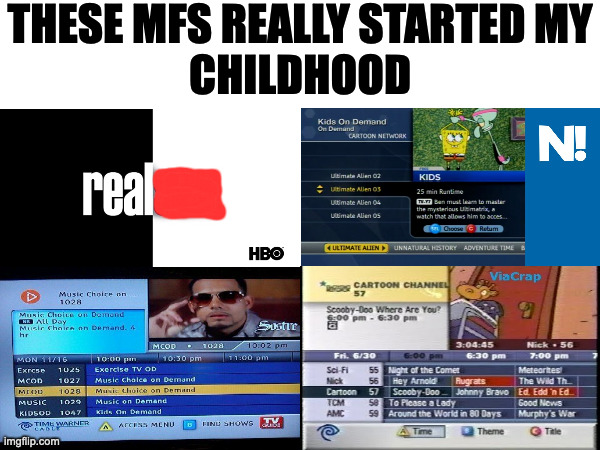 THESE MFS REALLY STARTED MY
CHILDHOOD | image tagged in nostalgia,memes,meme,funny,fun,cable | made w/ Imgflip meme maker