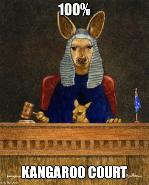 Kangaroo Court | 100% KANGAROO COURT | image tagged in kangaroo court | made w/ Imgflip meme maker