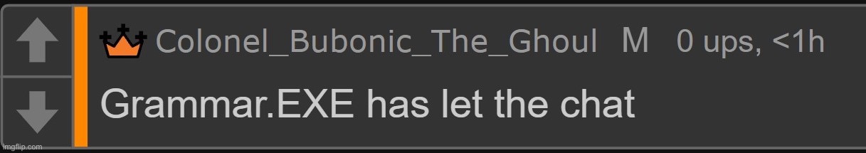 Grammar.EXE has left the chat | image tagged in grammar exe has left the chat | made w/ Imgflip meme maker