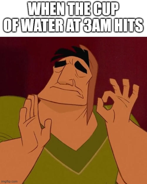mmMMMMMMMMmmmhmhhh | WHEN THE CUP OF WATER AT 3AM HITS | image tagged in when x just right,memes,funny,relatable,3am,water | made w/ Imgflip meme maker