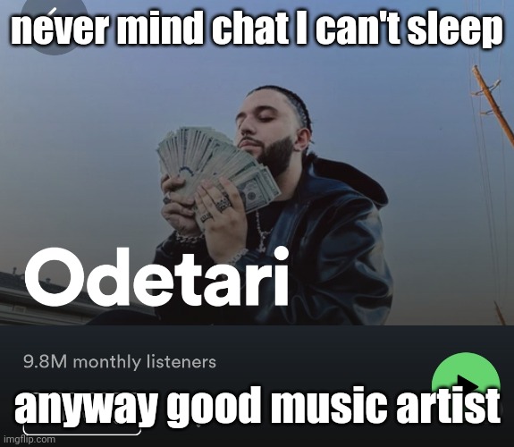 never mind chat I can't sleep; anyway good music artist | made w/ Imgflip meme maker