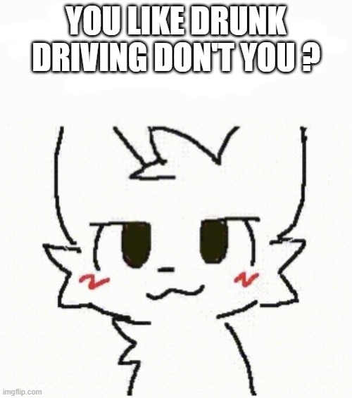 drunk | YOU LIKE DRUNK DRIVING DON'T YOU ? | image tagged in boy kisser furry | made w/ Imgflip meme maker