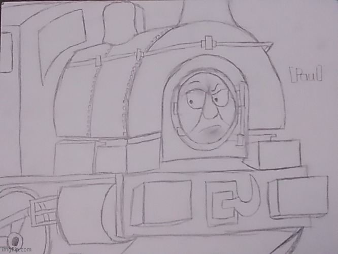 Just Paul | image tagged in thomas the tank engine,engines of eight,drawing | made w/ Imgflip meme maker