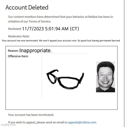 Roblox ban screen meme (pol pot version) | image tagged in roblox ban screen meme | made w/ Imgflip meme maker