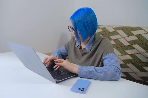 High Quality blue haired activist on the internet Blank Meme Template