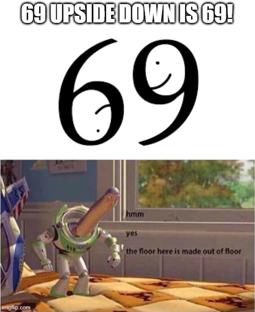 hmm yes the 69 nine here is a 69 | 69 UPSIDE DOWN IS 69! | image tagged in hmm yes the floor here is made out of floor | made w/ Imgflip meme maker