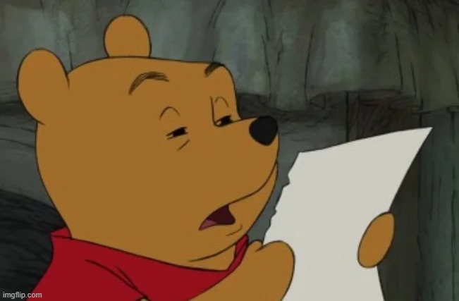 confused winnie reading paper | image tagged in confused winnie reading paper | made w/ Imgflip meme maker