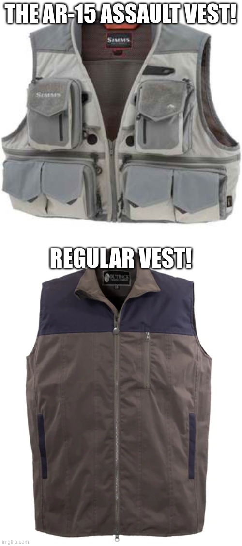 assault vest | THE AR-15 ASSAULT VEST! REGULAR VEST! | image tagged in ar15 | made w/ Imgflip meme maker