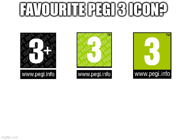 www.pegi.info | FAVOURITE PEGI 3 ICON? | image tagged in pegi | made w/ Imgflip meme maker