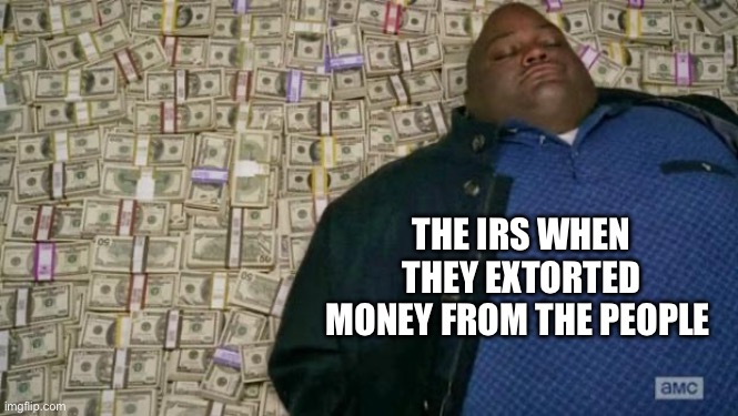 IRS | THE IRS WHEN THEY EXTORTED MONEY FROM THE PEOPLE | image tagged in huell money,government,irs | made w/ Imgflip meme maker