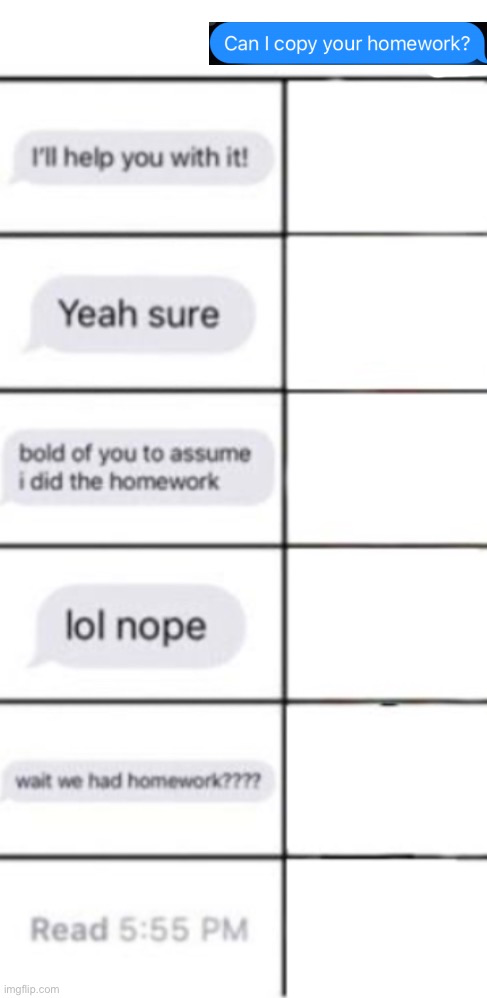 Can I copy your homework but smaller squares Blank Meme Template
