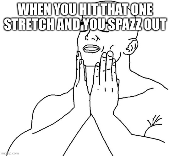Funny | WHEN YOU HIT THAT ONE STRETCH AND YOU SPAZZ OUT | image tagged in satisfaction,memes | made w/ Imgflip meme maker