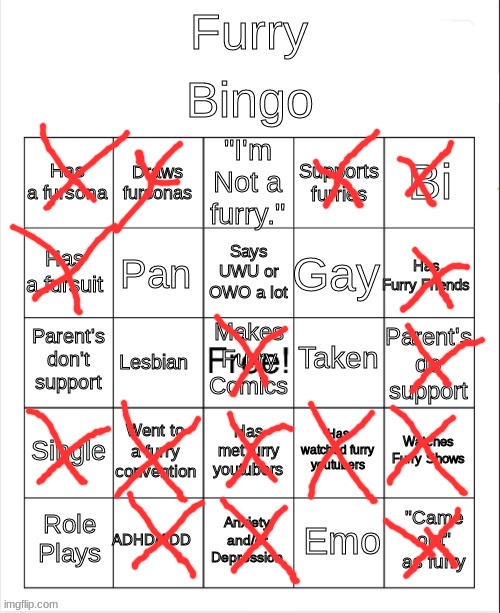 red is yes | image tagged in furry bingo,yes | made w/ Imgflip meme maker
