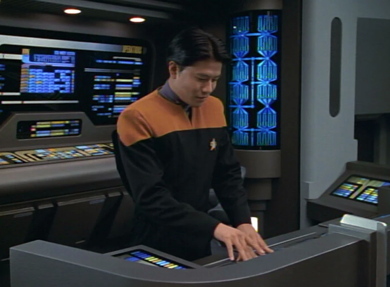 High Quality Star Trek Harry Kim Typing At Console Blank Meme Template