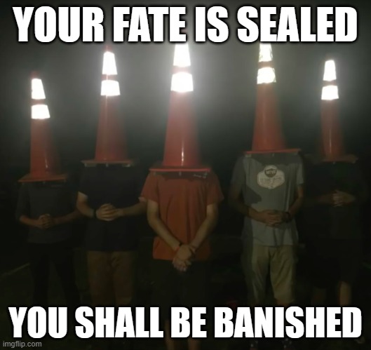 The council will decide your fate | YOUR FATE IS SEALED; YOU SHALL BE BANISHED | image tagged in the council will decide your fate | made w/ Imgflip meme maker