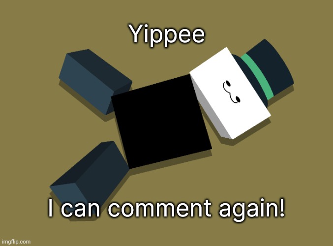 Yay!!!!!! | Yippee; I can comment again! | image tagged in reeno | made w/ Imgflip meme maker