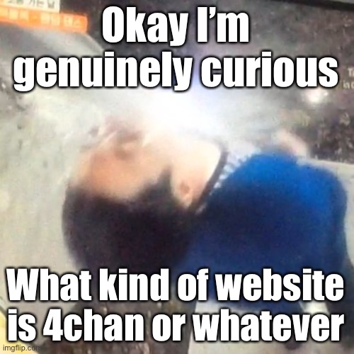 Never visited it once so | Okay I’m genuinely curious; What kind of website is 4chan or whatever | image tagged in u | made w/ Imgflip meme maker