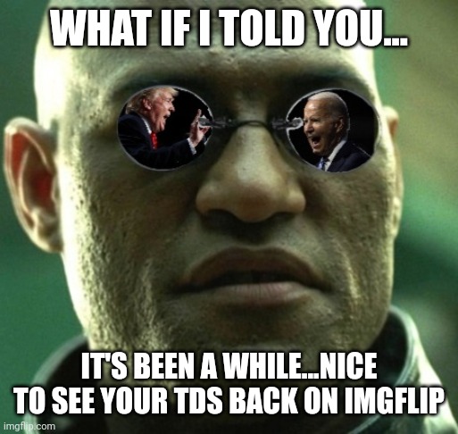 WHAT IF I TOLD YOU... IT'S BEEN A WHILE...NICE TO SEE YOUR TDS BACK ON IMGFLIP | made w/ Imgflip meme maker