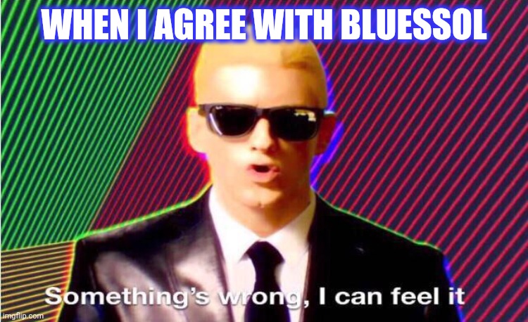 Something’s wrong | WHEN I AGREE WITH BLUESSOL | image tagged in something s wrong | made w/ Imgflip meme maker