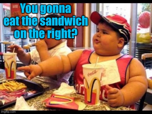 are you gonna eat that | You gonna eat the sandwich on the right? | image tagged in are you gonna eat that | made w/ Imgflip meme maker