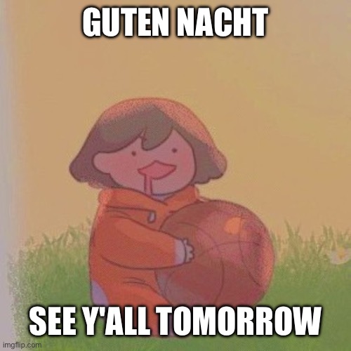 kel. | GUTEN NACHT; SEE Y'ALL TOMORROW | image tagged in kel | made w/ Imgflip meme maker