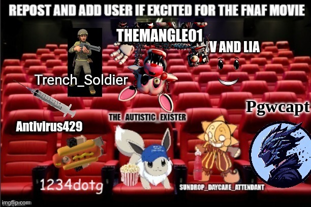 yes, I know it's out. | THEMANGLE01 | image tagged in fnaf movie,users,repost this | made w/ Imgflip meme maker