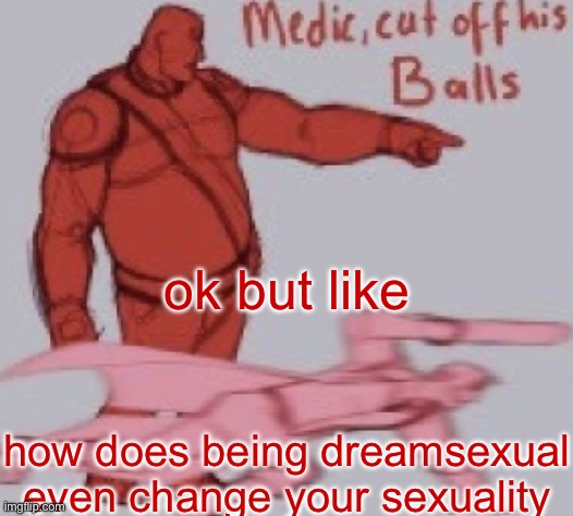 medick | ok but like; how does being dreamsexual even change your sexuality | image tagged in medick | made w/ Imgflip meme maker