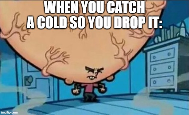 Big Brain timmy | WHEN YOU CATCH A COLD SO YOU DROP IT: | image tagged in big brain timmy | made w/ Imgflip meme maker