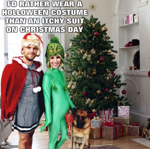 image tagged in holidays,christmas,halloween,costumes,suits,merry halloween | made w/ Imgflip meme maker