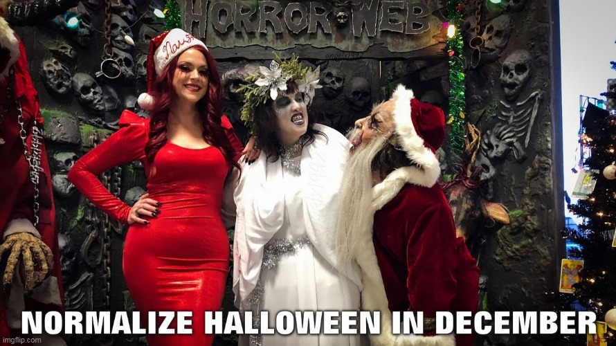 image tagged in halloween,christmas,holidays,december,happy holidays,costumes | made w/ Imgflip meme maker