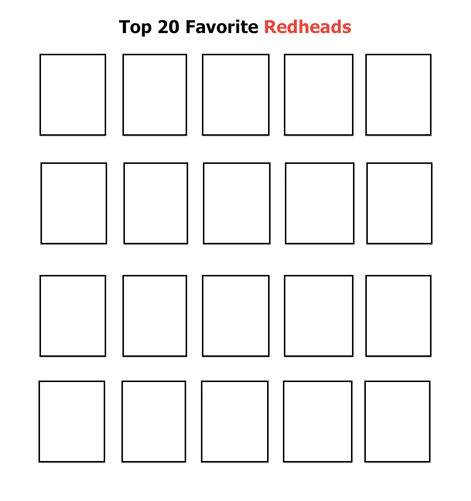 High Quality top 20 favorite redheads Blank Meme Template