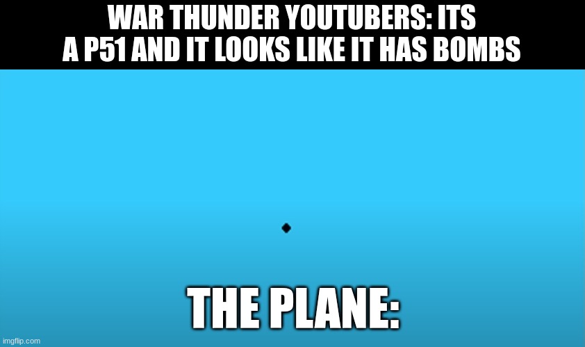 Its so true tho | WAR THUNDER YOUTUBERS: ITS A P51 AND IT LOOKS LIKE IT HAS BOMBS; THE PLANE: | image tagged in funny,funny because it's true | made w/ Imgflip meme maker