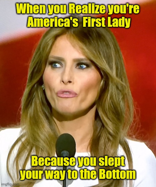 Melania | When you Realize you're  America's  First Lady; Because you slept your way to the Bottom | image tagged in melania | made w/ Imgflip meme maker