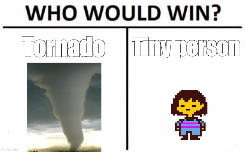 This is based off of something that happened in first grade | Tornado; Tiny person | image tagged in memes,who would win | made w/ Imgflip meme maker