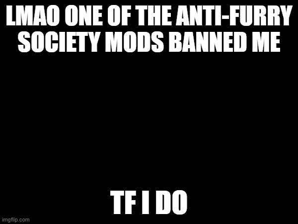 LMAO ONE OF THE ANTI-FURRY SOCIETY MODS BANNED ME; TF I DO | made w/ Imgflip meme maker