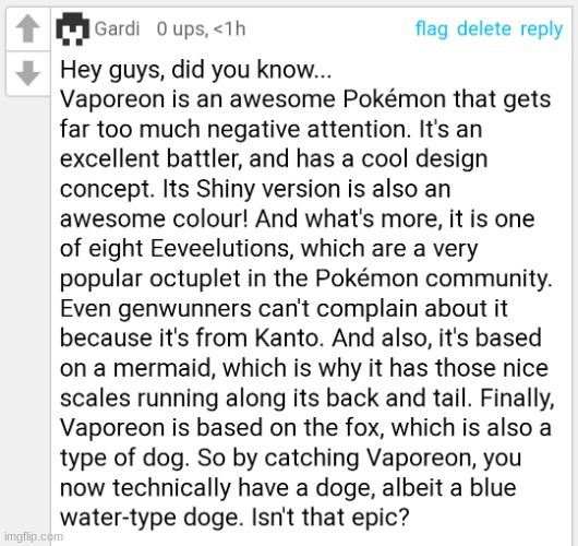 Did you know how awesome Vaporeon is? | image tagged in did you know how awesome vaporeon is | made w/ Imgflip meme maker