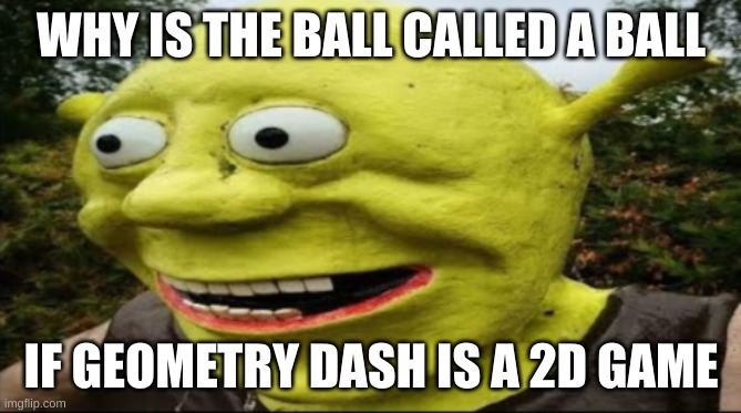 serkul | WHY IS THE BALL CALLED A BALL; IF GEOMETRY DASH IS A 2D GAME | image tagged in shrek nah bro,dive | made w/ Imgflip meme maker