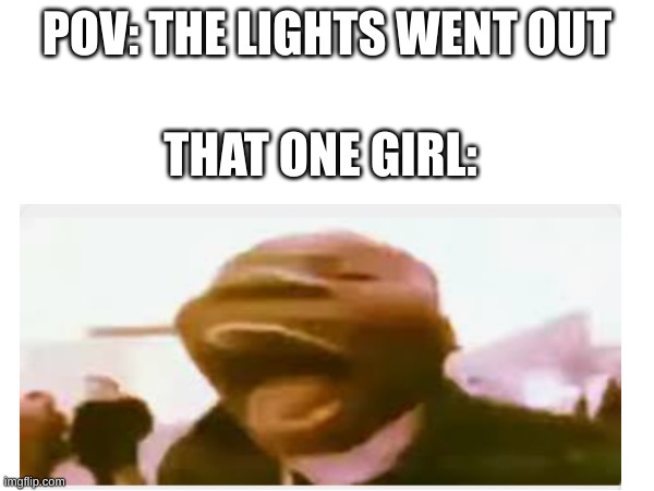 Bro like what........ | POV: THE LIGHTS WENT OUT; THAT ONE GIRL: | image tagged in fun | made w/ Imgflip meme maker