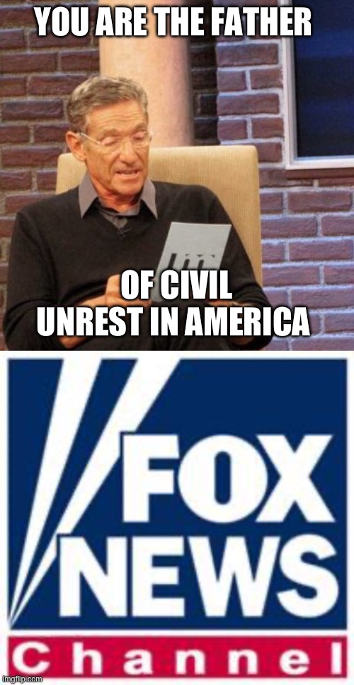 YOU ARE THE FATHER; OF CIVIL UNREST IN AMERICA | image tagged in memes,maury lie detector,fox news | made w/ Imgflip meme maker
