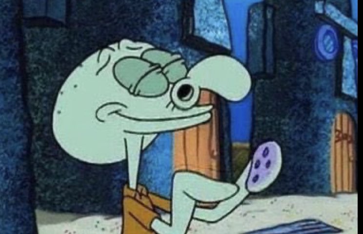 High Quality SQUIDWARD SNIFFING Blank Meme Template