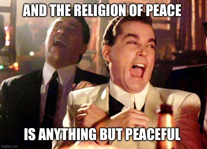 Good Fellas Hilarious Meme | AND THE RELIGION OF PEACE IS ANYTHING BUT PEACEFUL | image tagged in memes,good fellas hilarious | made w/ Imgflip meme maker